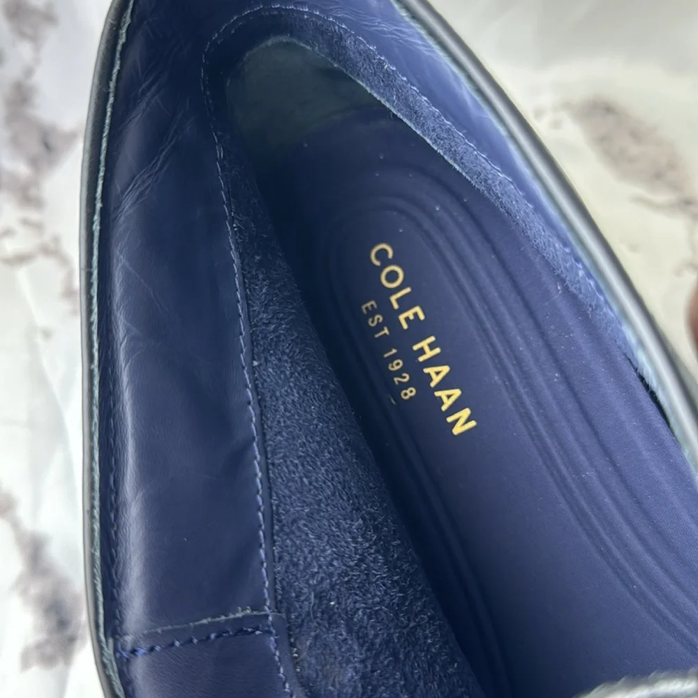 Cole Haan Leather Chukka Boots Black Stacked Wood Heel Rubber Sole Lace-Up